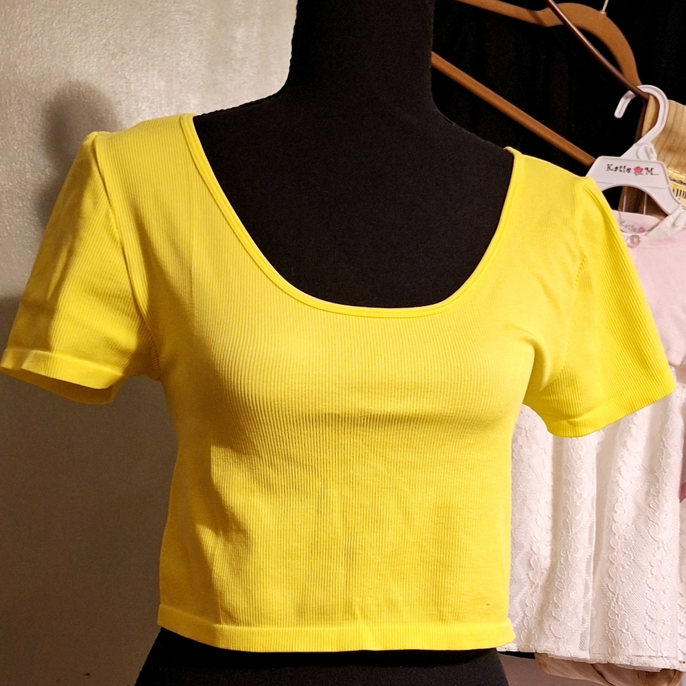 Wild fable brand crop top. Stretchy material size XL. Color yellow